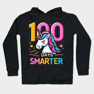 100 days smarter, unicorn, playful backdrop Hoodie